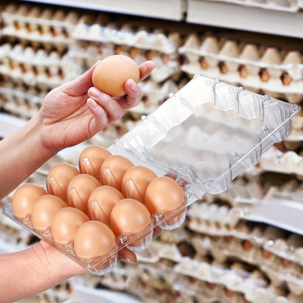52/104-Pack Clear Plastic Egg Cartons Bulk with Sticker Labels - Reusable 12-Count Egg Containers for Home Farm Market Display