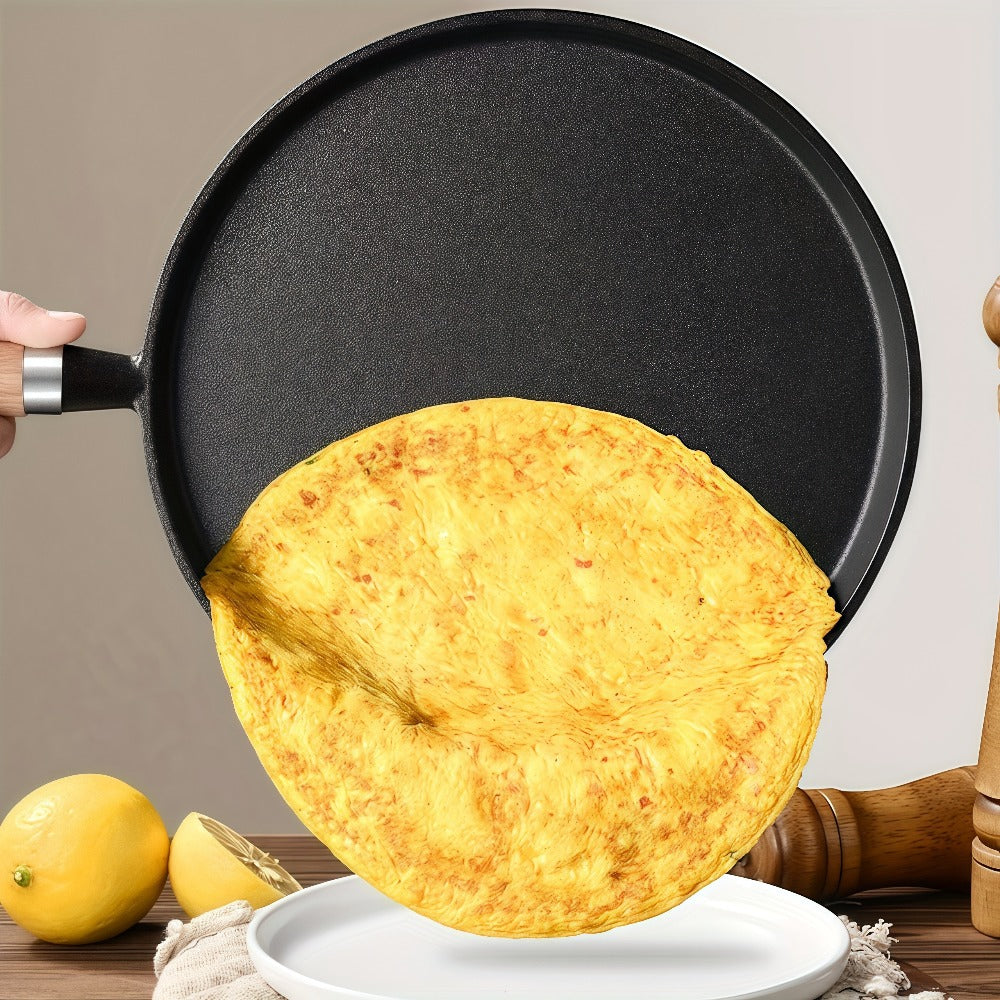 Cast Iron Skillet Non-stick Flat Pan 8.27/9.45/10.63 Inch for Pancakes Eggs & Crepes ¨C Induction Gas Campfire Compatible Breakfast Griddle Pan for Indoor Outdoor Cooking