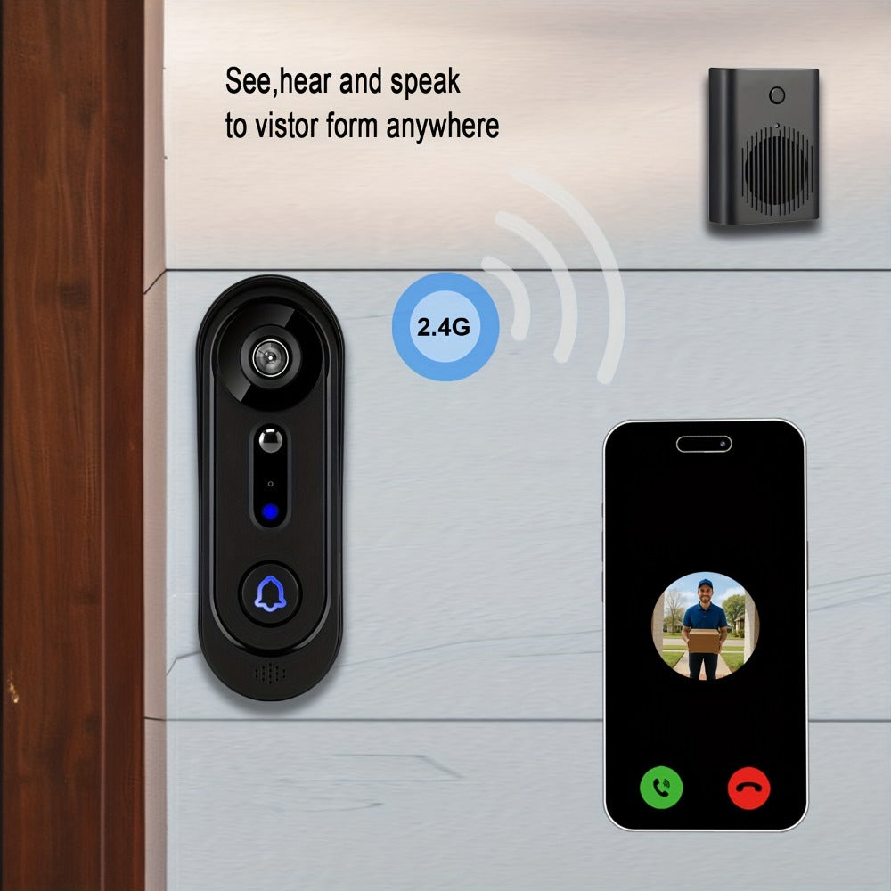 Video Doorbell Camera 1080P HD Wireless with Night Vision, Motion Detection, Two-Way Audio, Indoor Chime & Cloud Storage ¨C 5200mAh Battery, 166¡ã Wide Angle, 2.4GHz WiFi Smart Door Camera