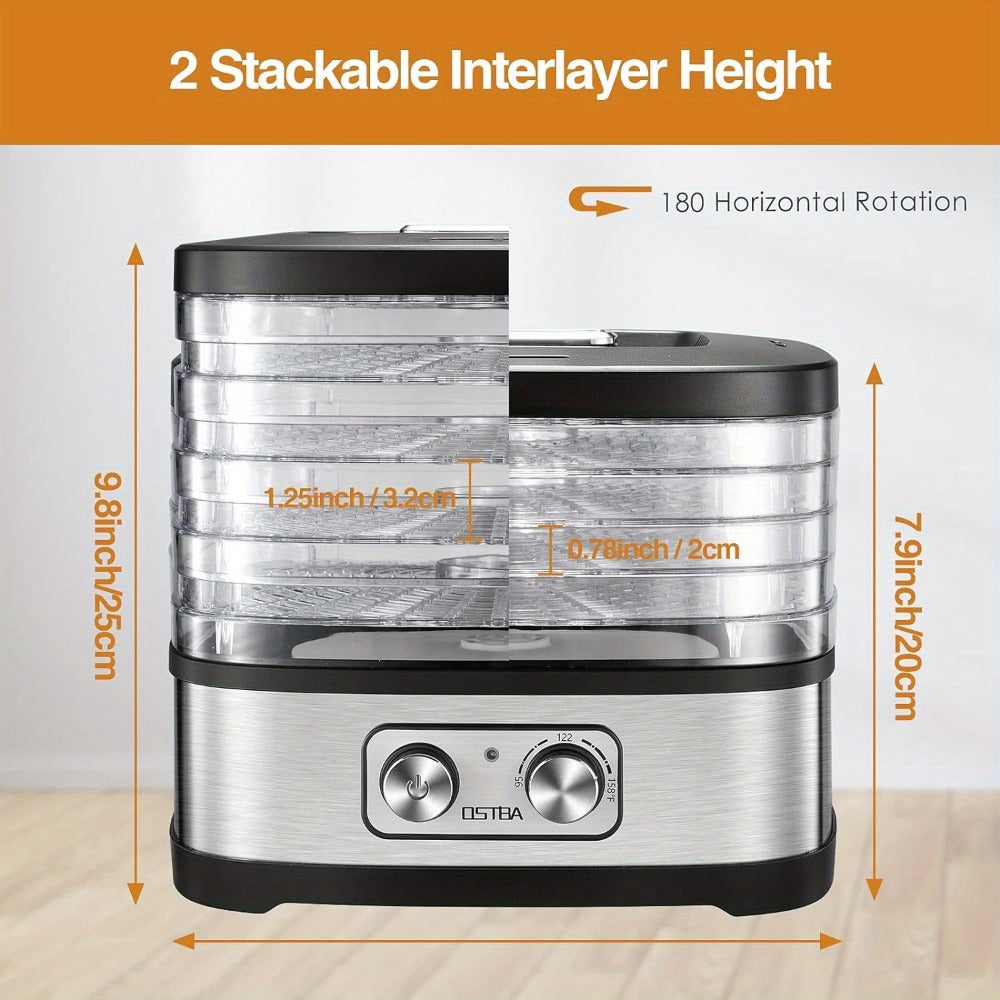 Food Dehydrator 240W with Temperature Control | BPA-Free Dishwasher-Safe Trays, Electric Food Dryer for Jerky, Fruits, Herbs & Vegetables, Recipe Book Included ¨C 5-Tray & 8-Tray Options
