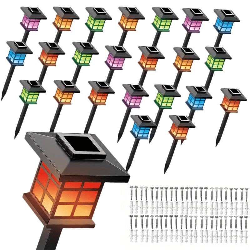 Solar Garden Lights Outdoor Waterproof Landscape Pathway Lights Solar Powered LED Stake Lights for Yard Patio Walkway Holiday Decor Warm White Colorful