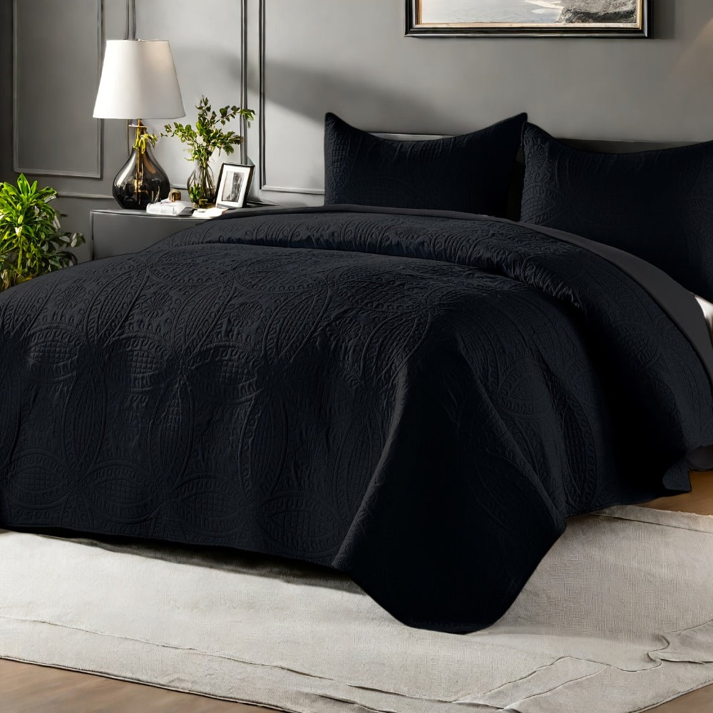 Quilt Set 2-3pcs ¨C Lightweight Microfiber Bedspread Coin Pattern Coverlet All Seasons Twin Full Queen King Cal King
