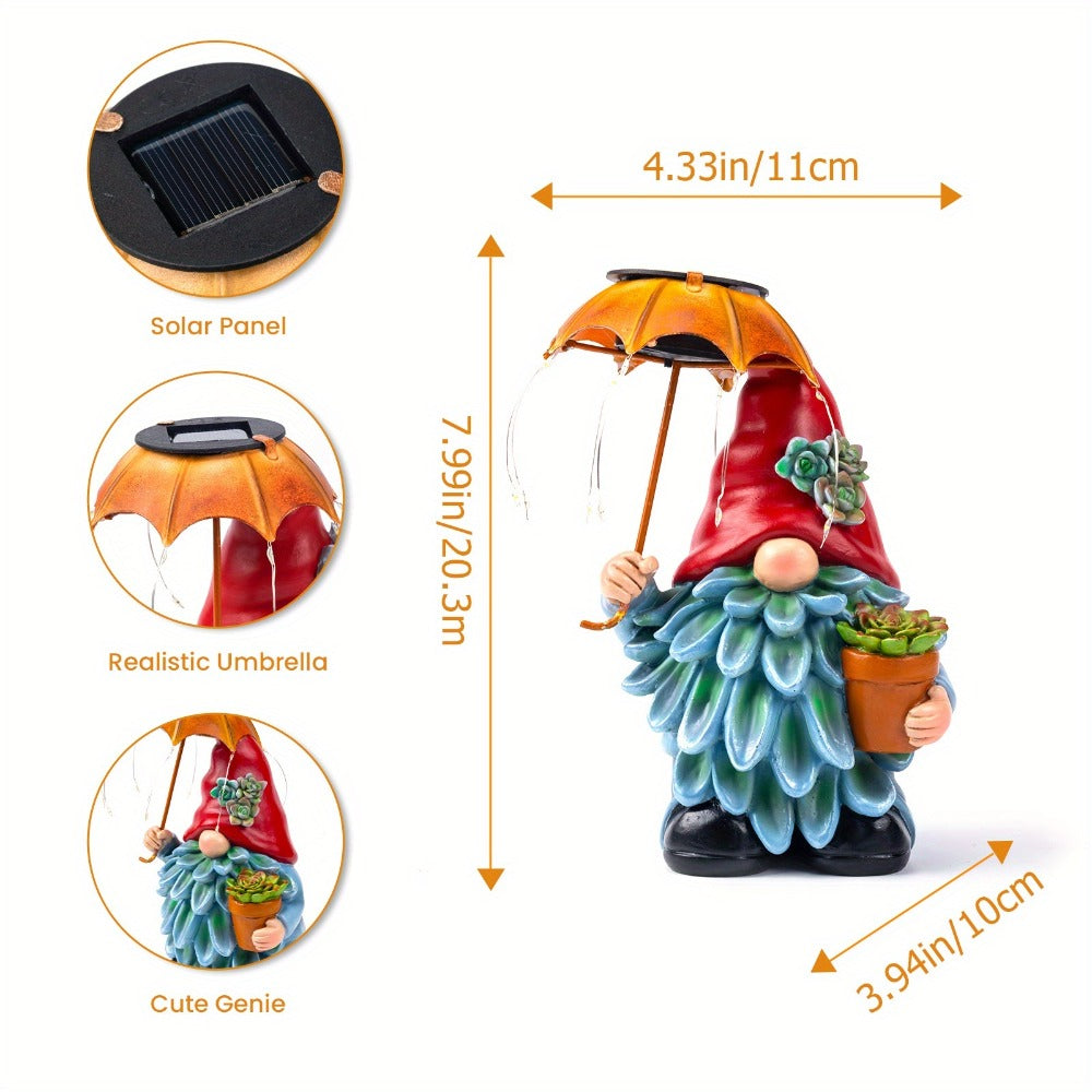 Solar Light Elf Resin Statue ¨C Outdoor Garden Figurine That Automatically Lights Up at Night, Holiday Collectible Decor for Christmas, Easter, Halloween, Thanksgiving & Hanukkah, Patio Porch Desk Decor Gift