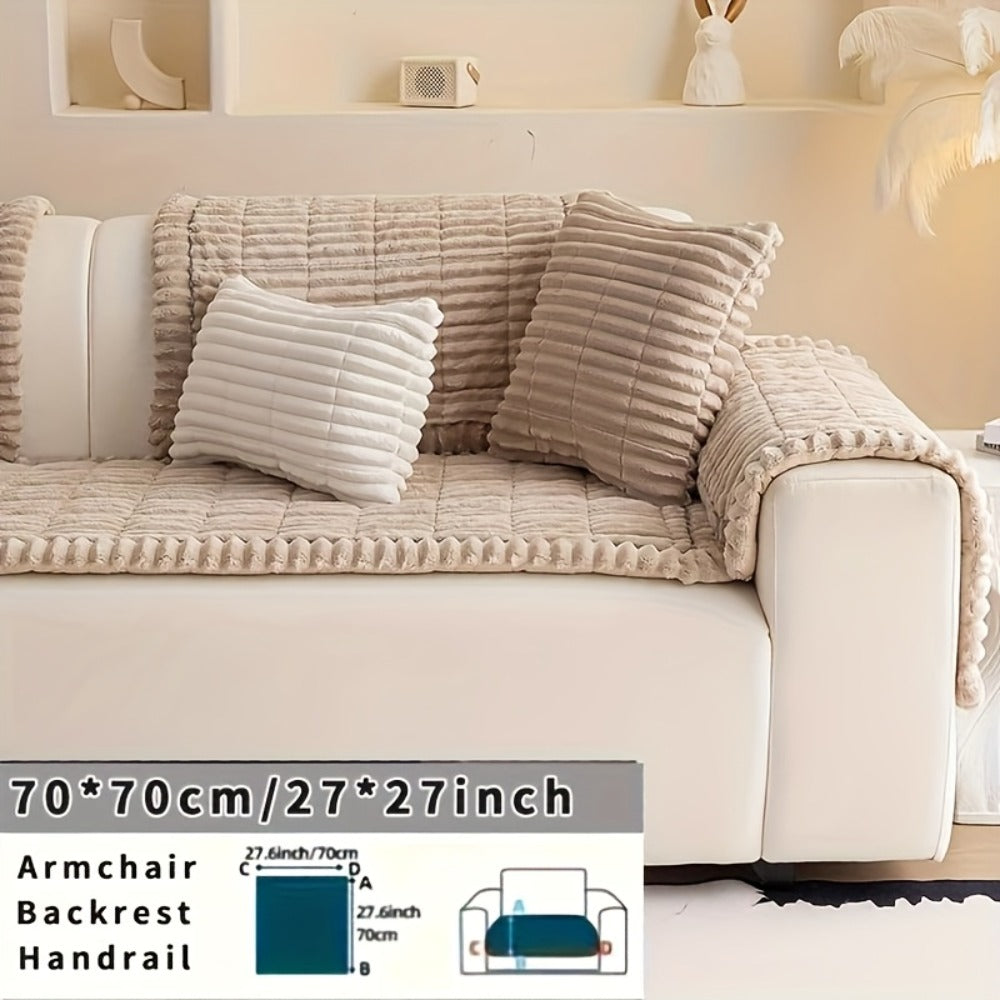Sofa Cushion Cover Plush Velvet Washable Seat Pad Wavy Edge Soft Kapok Filling for Couch Loveseat 1 2 3 4 Seater ¡ª Easy Install Home Decor Protection
