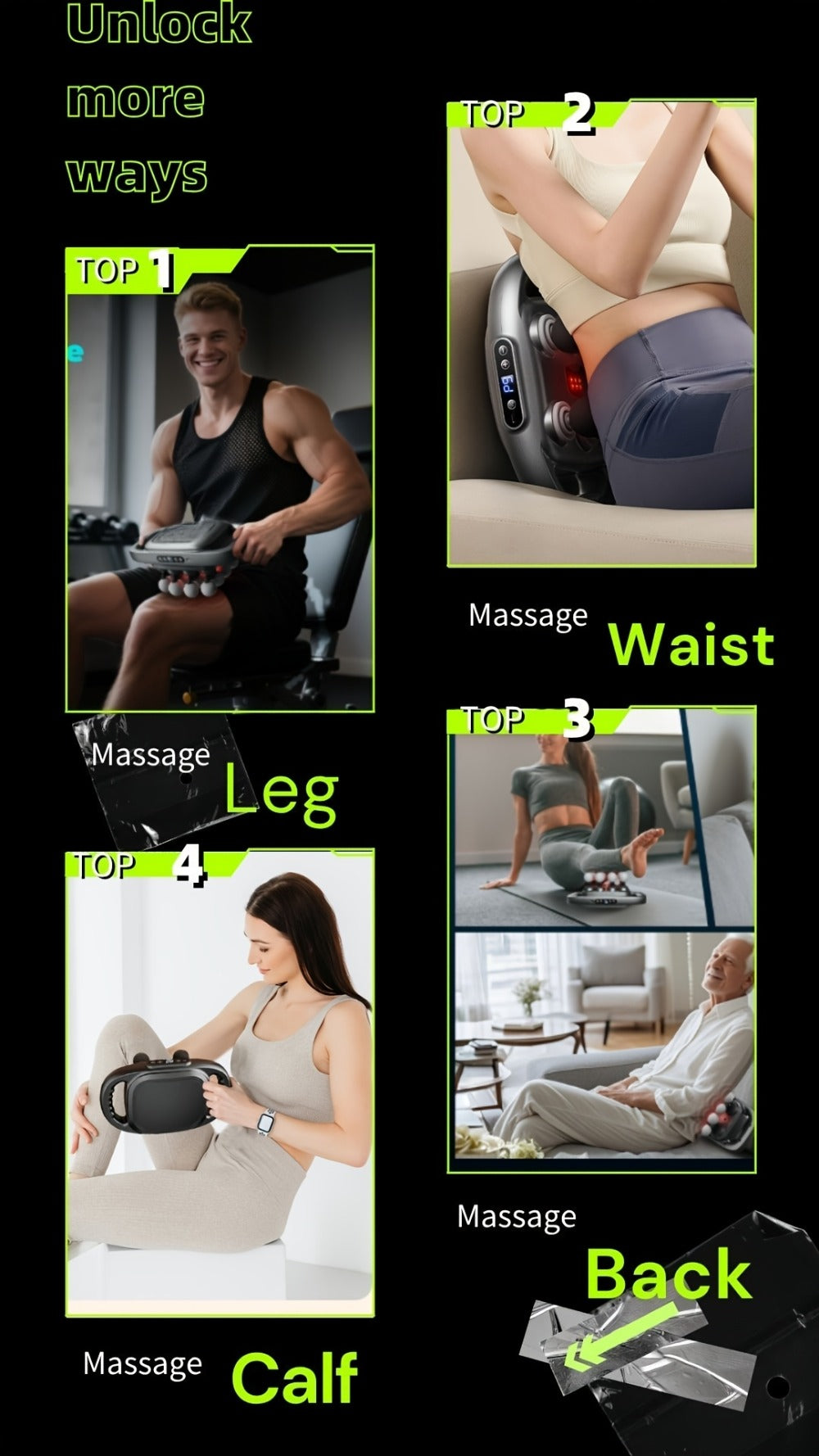 Massage Gun for Deep Tissue Relief ¨C Cordless Percussion Massager with 9 Speeds & 9 Modes, Multiple Heads for Back, Neck, Shoulders, Legs & Feet | Gift for Dad & Mom