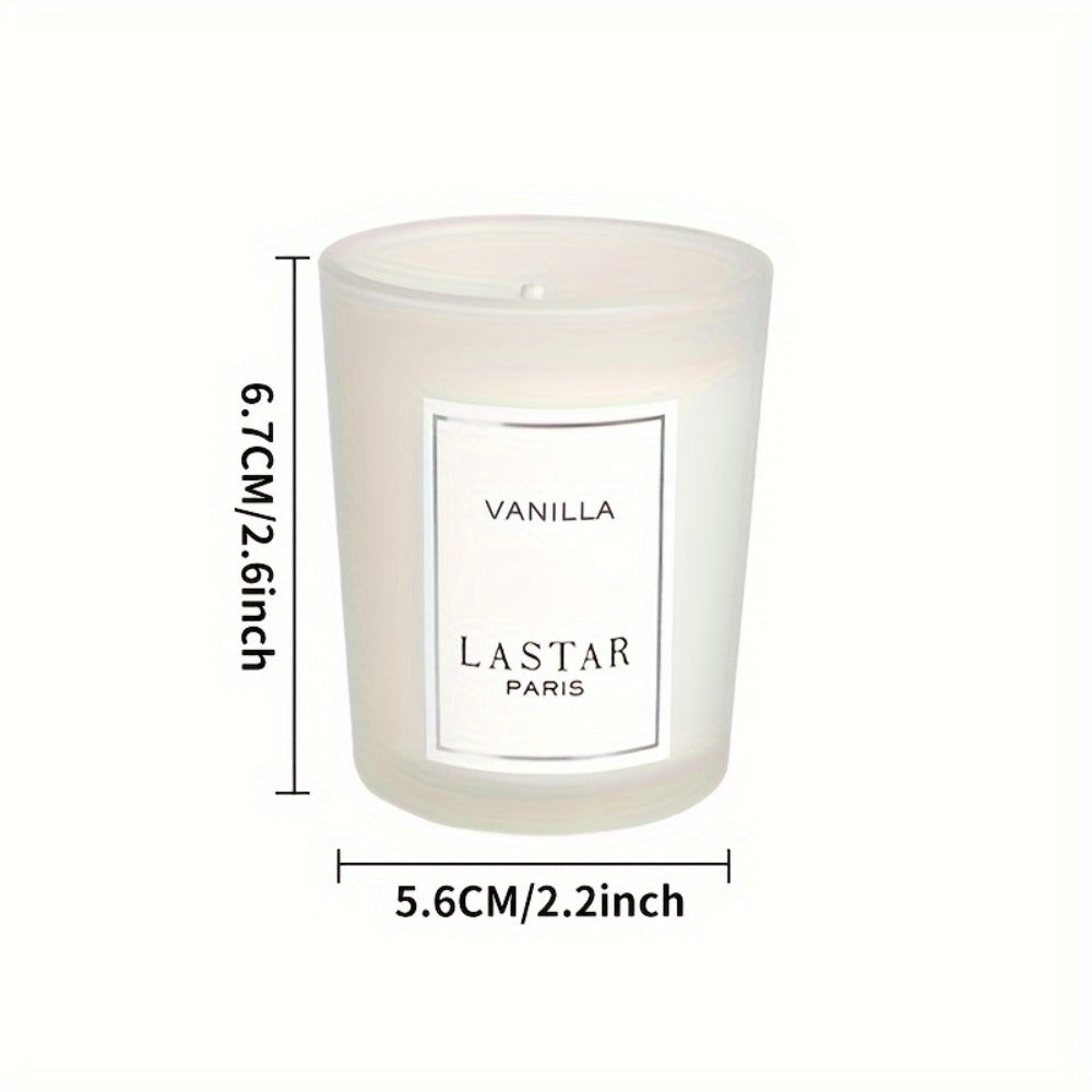 Vanilla Scented Soy Wax Candle in Frosted Glass Jar 70g - Single Wick Smokeless Clean Burn 8-12 Hour for Bedroom Living Room Ambiance Relaxation Valentine's Day Gift Home Decor