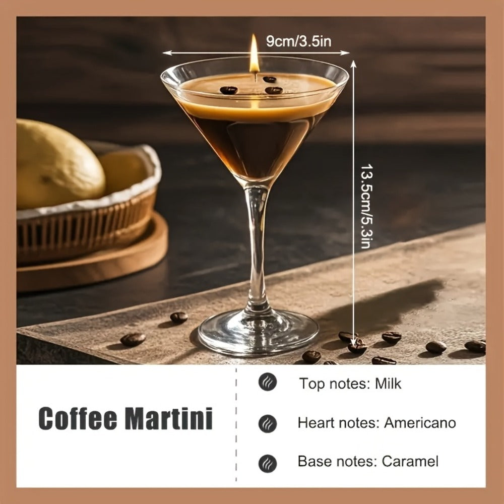 Coffee Martini Scented Candle ¨C Soy Wax Espresso Cocktail Candle with Coffee Bean Embellishment & Glitter, 12+ Hour Burn, Unique Birthday Gift, Valentine's Day, Mother's Day & Teacher Appreciation Gift for Candle Lovers