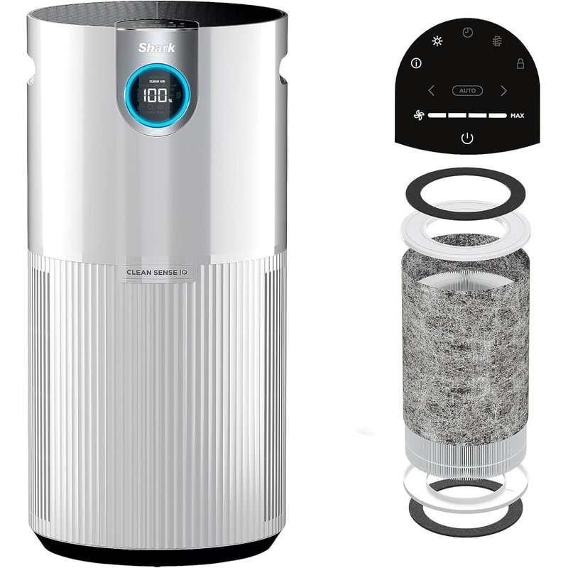 Shark NANOSEAL HEPA Air Purifier MAX ¨C Covers 1350 Sq Ft, Clean Sense IQ Auto-Adjust, Captures 99.98% Dust & Allergens, PM1/PM2.5/PM10 Sensor, 4-Speed Fan, XL Room Purifier, White, Certified Refurbished