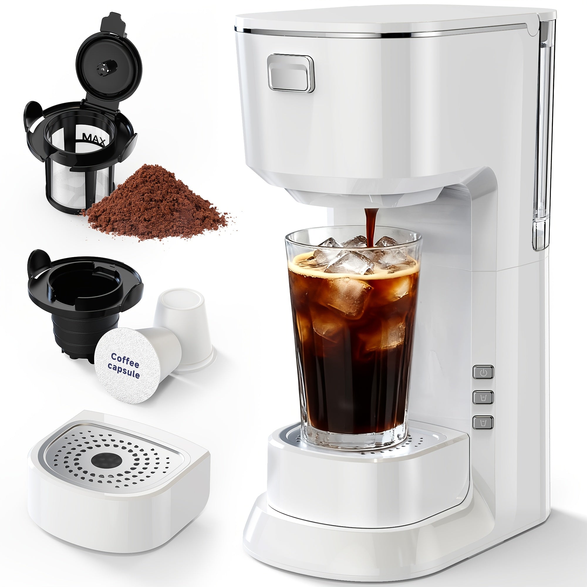 Coffee Maker One-Button Compact Specialty Coffee Machine ¨C Fast Home Brewing, Space-Saving Countertop Design, Barista-Style Results, Available in Black & White