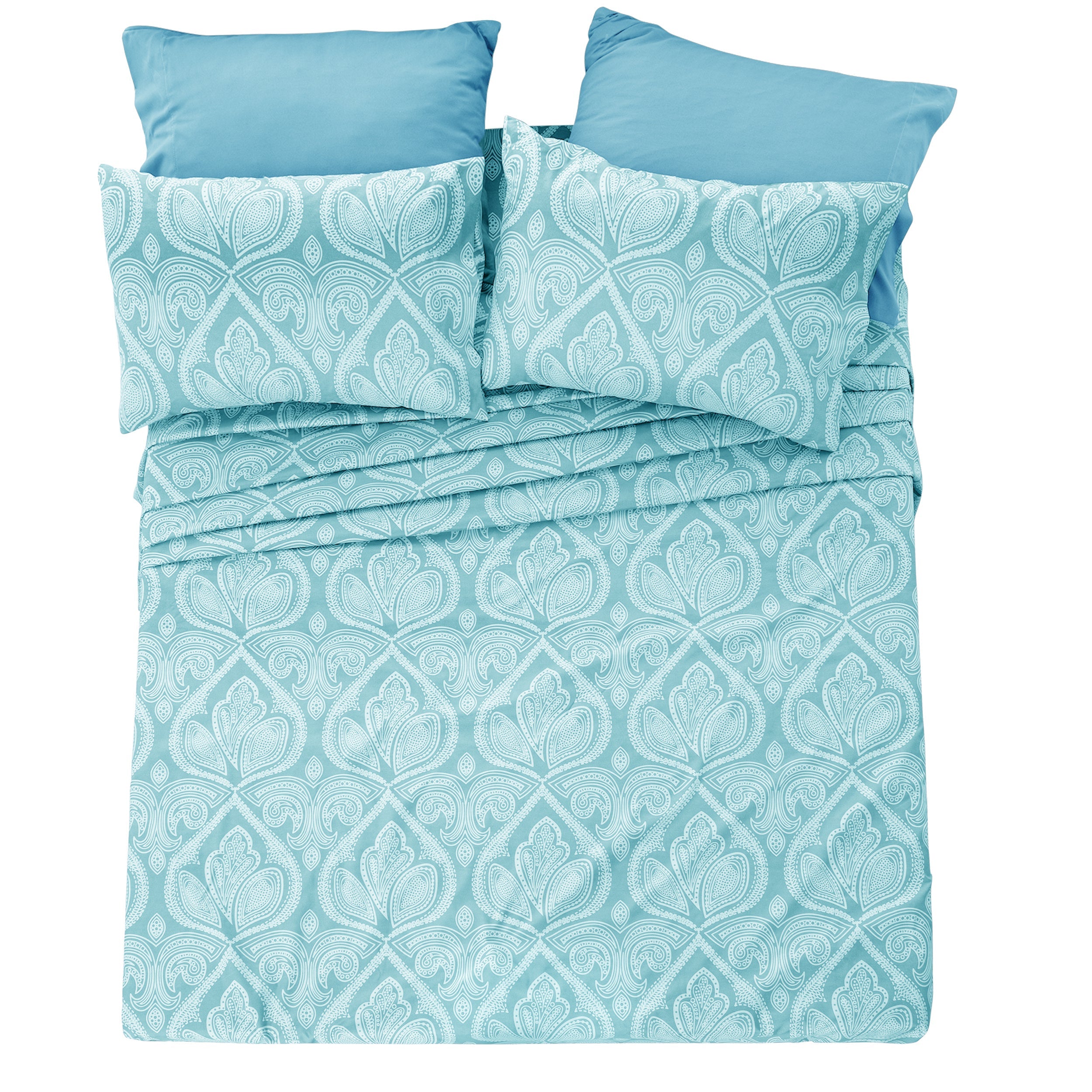 Paisley Bed Sheet Set 6-Piece Soft Brushed Microfiber Deep Pocket Fitted Sheet Wrinkle Free All-Season Comfort