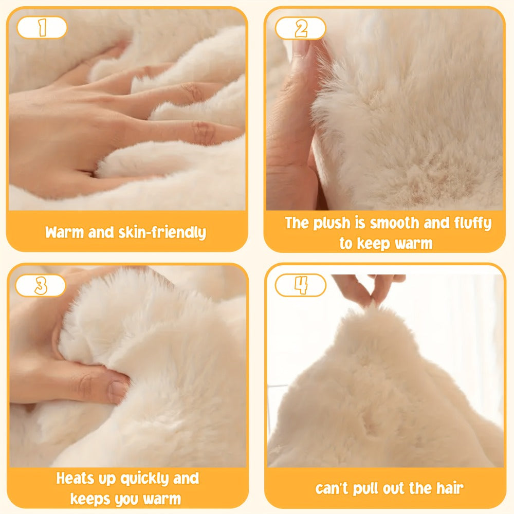 Bubble Soft Faux Rabbit Fur Sofa Cover - Non-Slip Silicone Backing Stretchable Slipcover Pet Friendly Machine Washable for Living Room Bedroom Dorm, 4 Colors Multiple Sizes