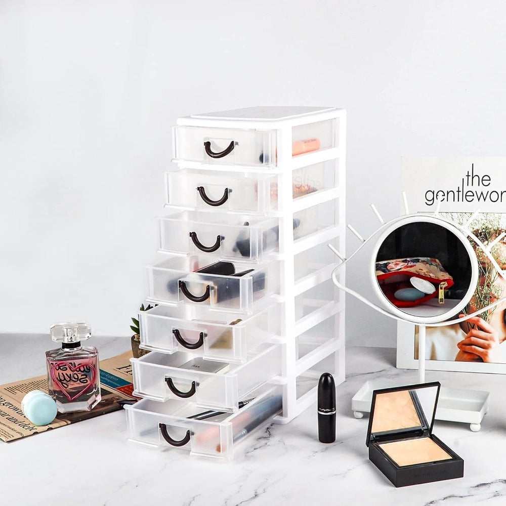 7-Drawer Desktop Organizer Clear Front Drawers Heavy-Duty Plastic Storage Box for Home Office, Jewelry, Craft & Small Parts ¨C Space-Saving Compact Design