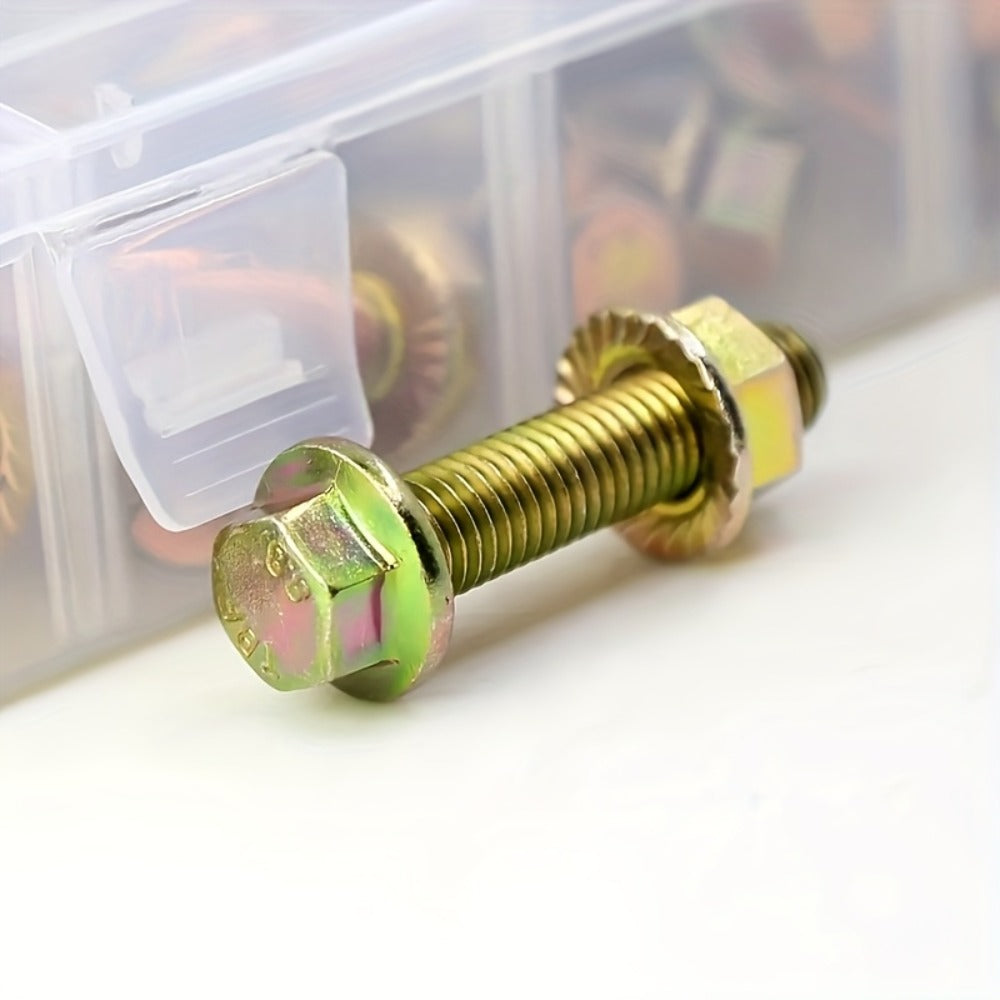 Metric Flange Bolt Nut Assortment Kit 240pcs ¨C M5 M6 M8 Alloy Steel Hex Screws & Nuts Set in 14 Sizes Corrosion-Resistant for DIY Repair Automotive Machinery with Clear Storage Box
