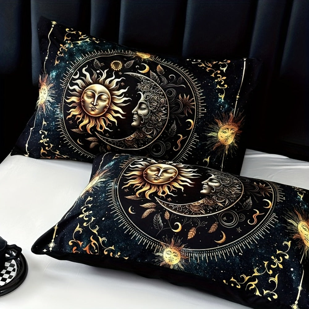 Sun Moon Planet Duvet Cover Set 3pcs Colorful Celestial Print Soft Breathable Bedding with Pillowcases Twin Full Queen King