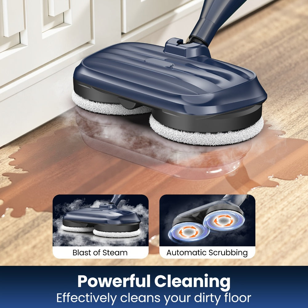 Steam Mop 10-in-1 Spinning Rotating Mop Pads with Steam Blaster Technology - 3 Steam Modes, LED Headlights, Lightweight Spin Mop for Hard Floor, Laminate & Marble, Washable Pads, VM6 Pro Series