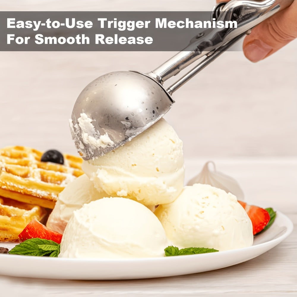 Ice Cream Scoop Set 3pcs Stainless Steel Cookie Scoop Trigger Release Fruit Scoop Watermelon Baller Dough Scoop for DIY Desserts Baking Ice Cream Shops