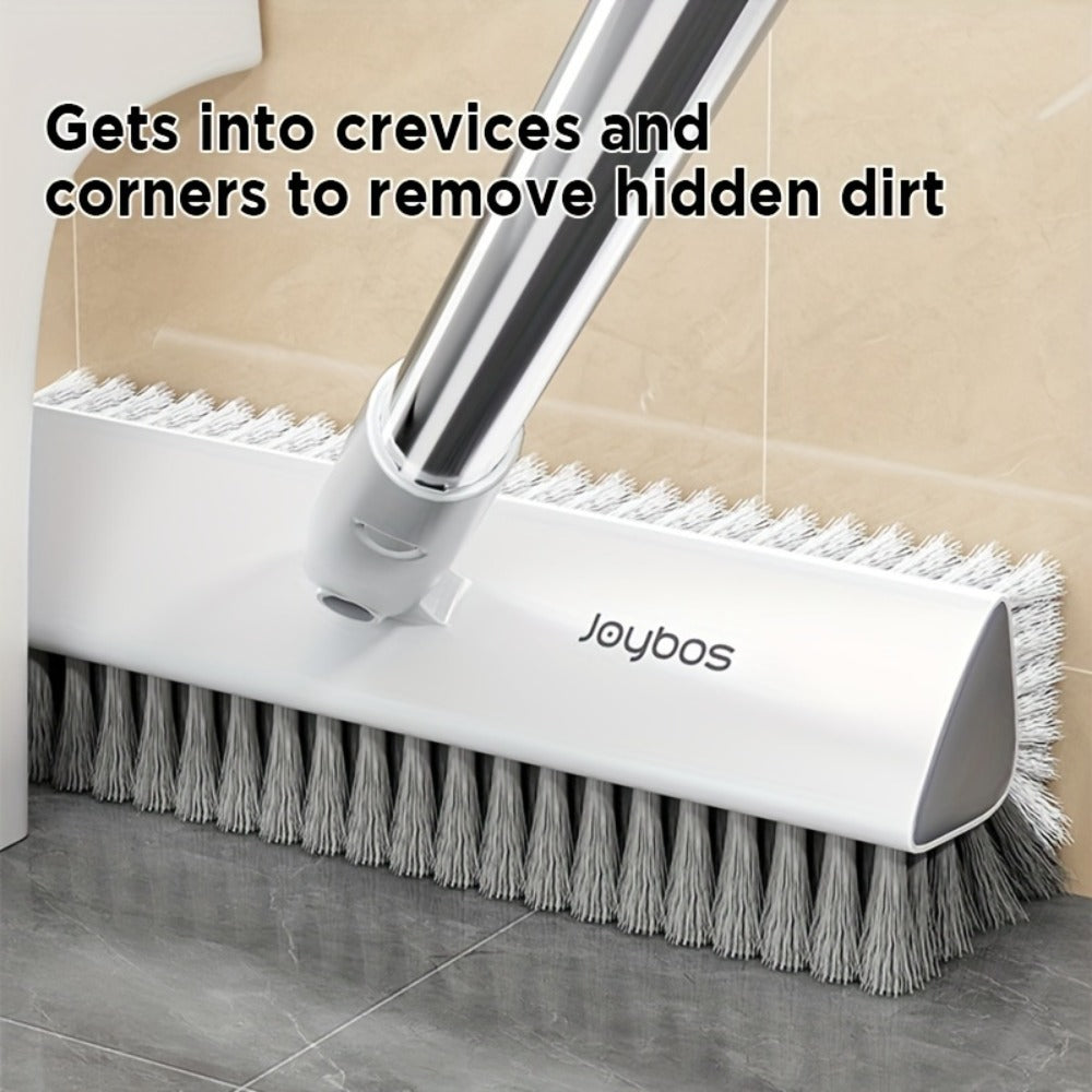 Floor Scrub Brush 52 Inch Long Handle Double-Sided V-Shaped Triangle Head Stiff Bristles Deep Cleaning Corners Gaps Tile Bathroom Kitchen Patio Crevice Brush