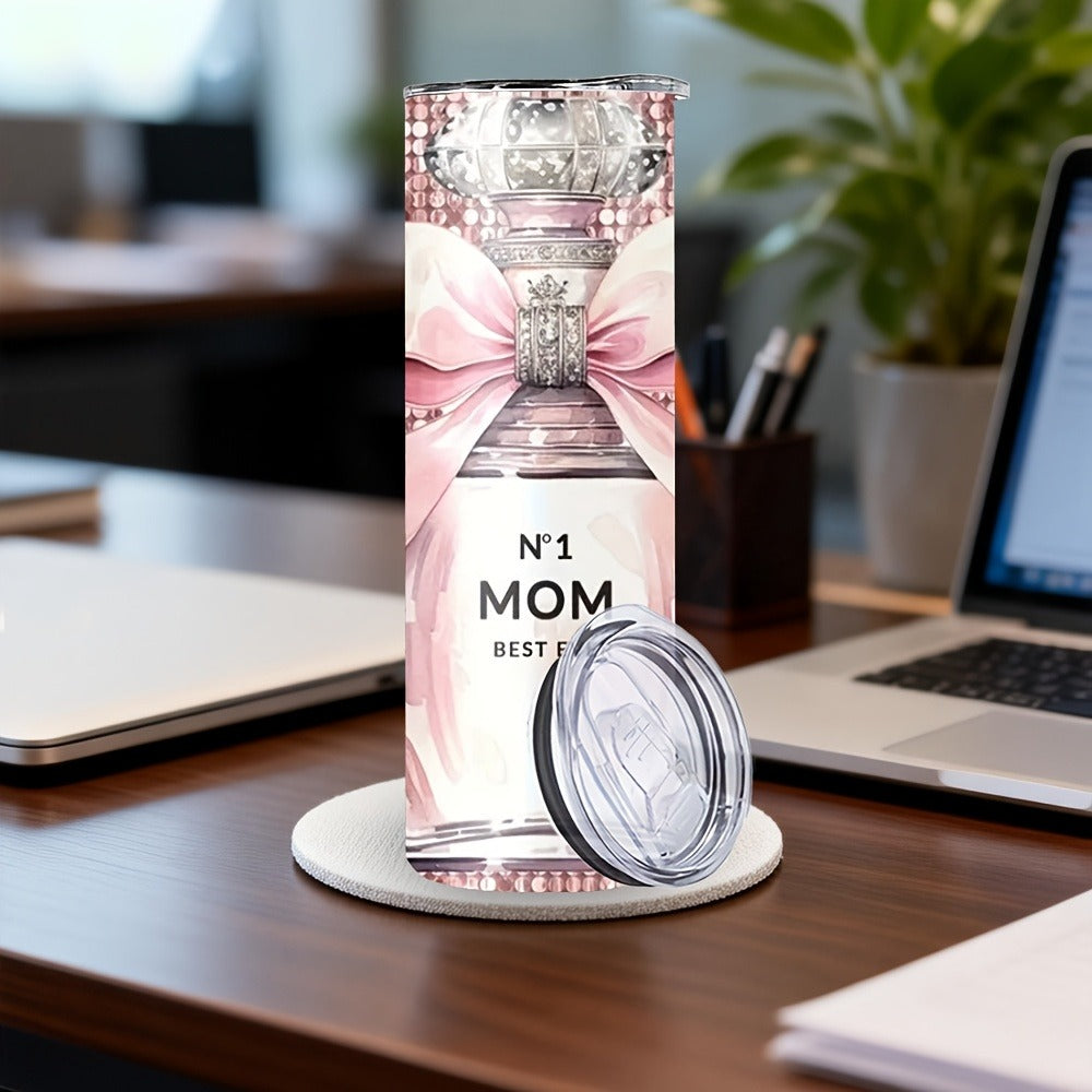Insulated Tumbler 20oz Mom's Best Ever Design | 304 Stainless Steel Travel Cup with Lid & Straw for Hot & Cold Drinks ¨C Cute Gift for Mom, Women, Birthday, Mother's Day & Christmas
