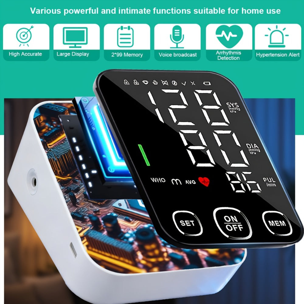 Blood Pressure Monitor Automatic Upper Arm ¨C Large Cuff, 4.5¡± Backlit Screen, 2¡Á99 Memory, Voice Broadcast, One-Touch BP Machine for Home Use