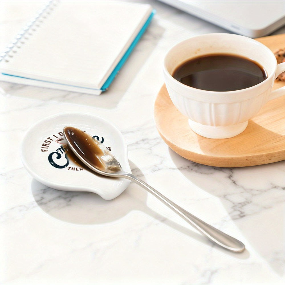 Ceramic Spoon Rest Funny Coffee Quote ¨C ¡±A Cup of No Return¡± Ceramic Utensil Holder for Coffee & Tea Spoons, Cute Spoon Holder for Kitchen Counter, Cafe Decor, Perfect Coffee Lover Gift