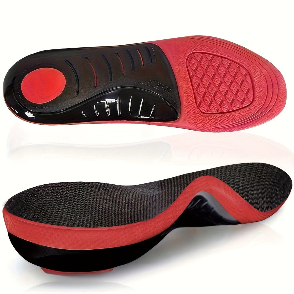 Athletic Insoles EVA Arch Support ¨C Shock Absorbing, 210+ Lbs Load Capacity, Red & Black Design for Running, Hiking, Work Boots & Sneakers
