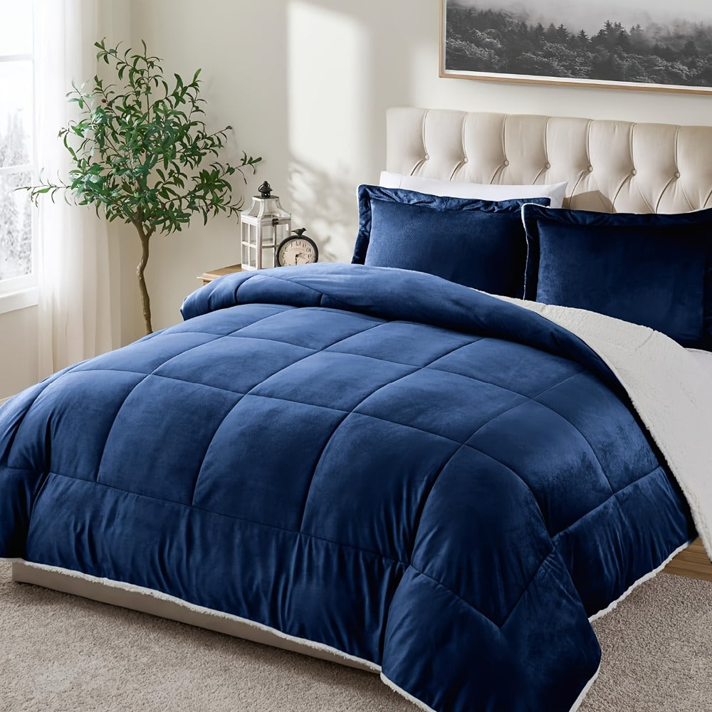 Sherpa Fleece Comforter Set Extra Thick Plush Microfiber Reversible Soft Warm Luxury Bed Blanket Twin XL Full Queen King 10 Colors Lightweight Cozy Bedding