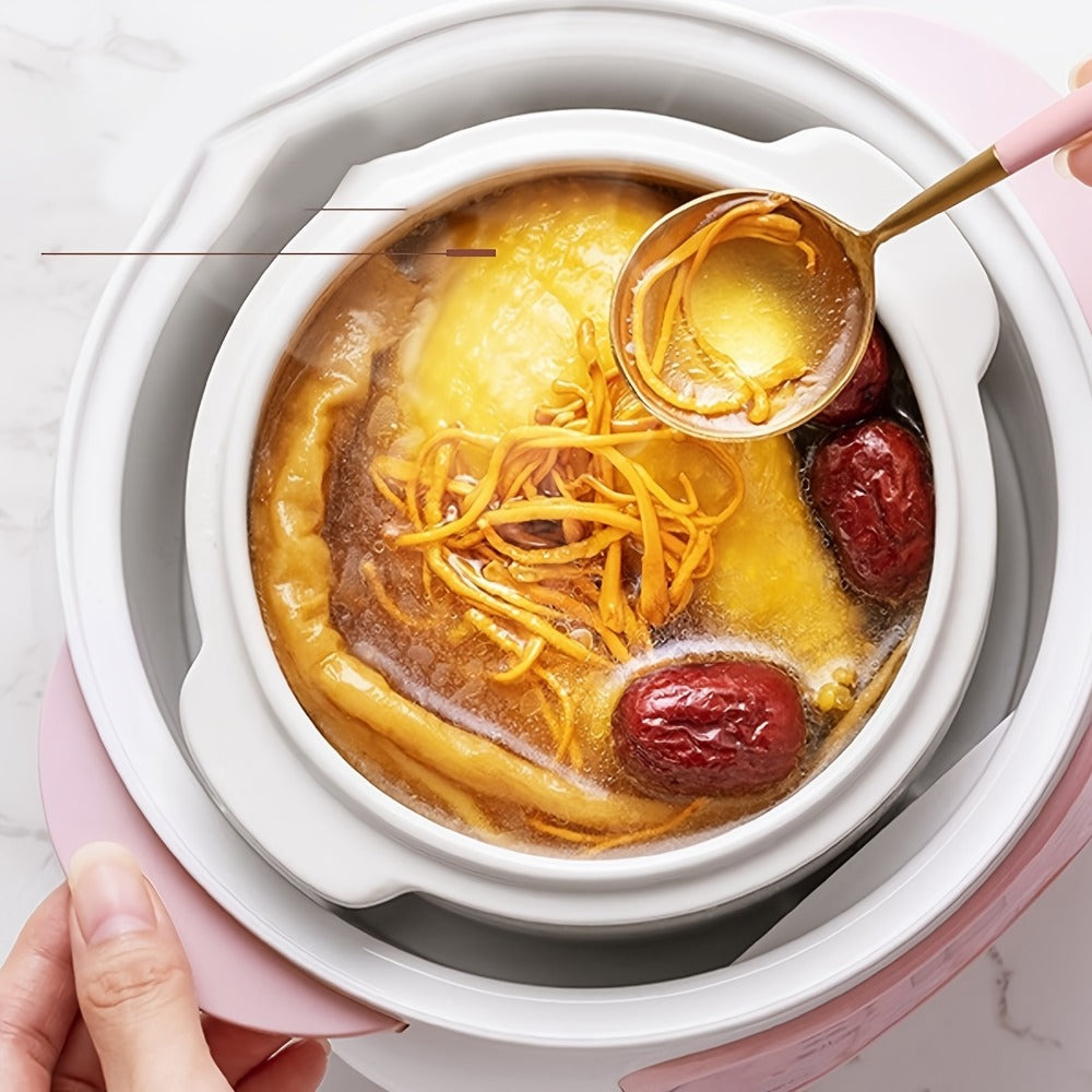 Electric Ceramic Stew Pot 1L 200W Anti Dry Burn 24H Intelligent Reservation Slow Cooker for Porridge Rice Soup Congee Small Family Individual Use