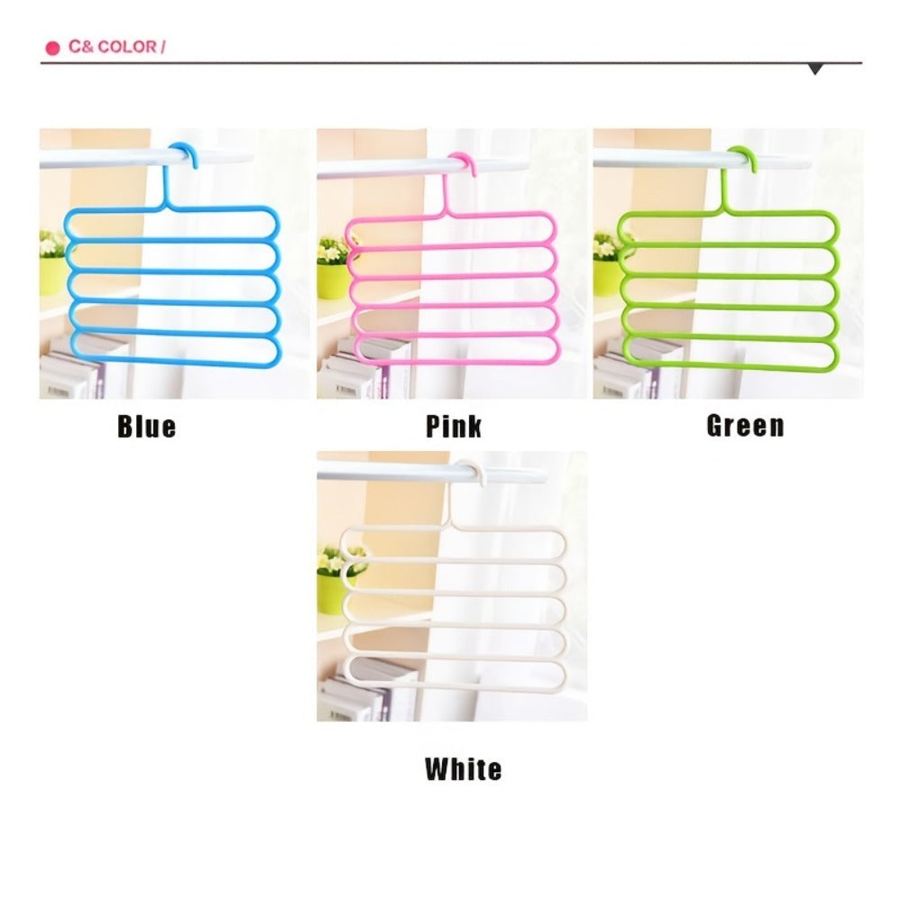 Multi-Layer Pants Hangers Set of 5 ¨C 5-Tier Space Saving Clothes Rack, Slip-Resistant Adjustable Wardrobe Organizer for Pants, Jeans & Clothes, Closet & Laundry Room Storage