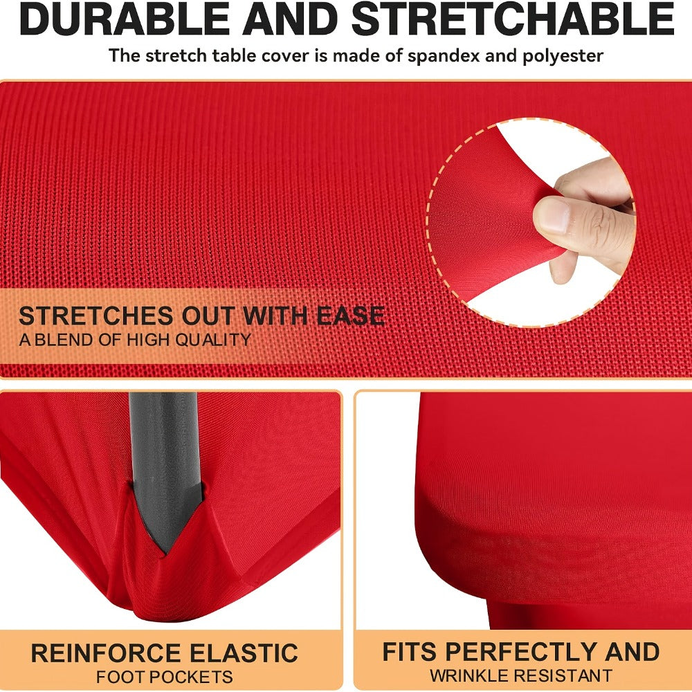 Spandex Tablecloth 6 Foot Rectangular Stretch Table Cover for Parties Weddings Banquets ¨C Wrinkle-Free Full Coverage Fitted Table Cloth for Events