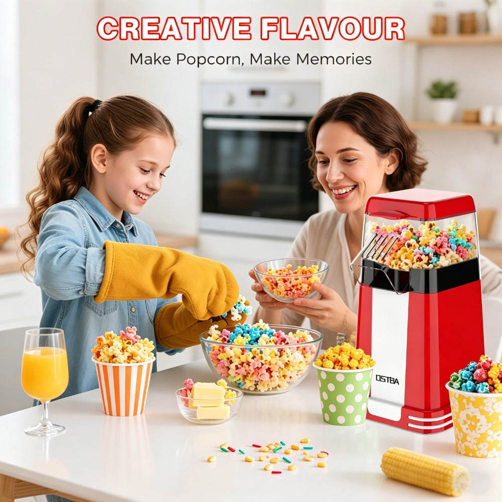 Hot Air Popcorn Popper Maker 16 Cups ¨C Oil-Free Electric Popcorn Machine with Measuring Cup for Kernels & Butter Melting, Healthy Family Snack