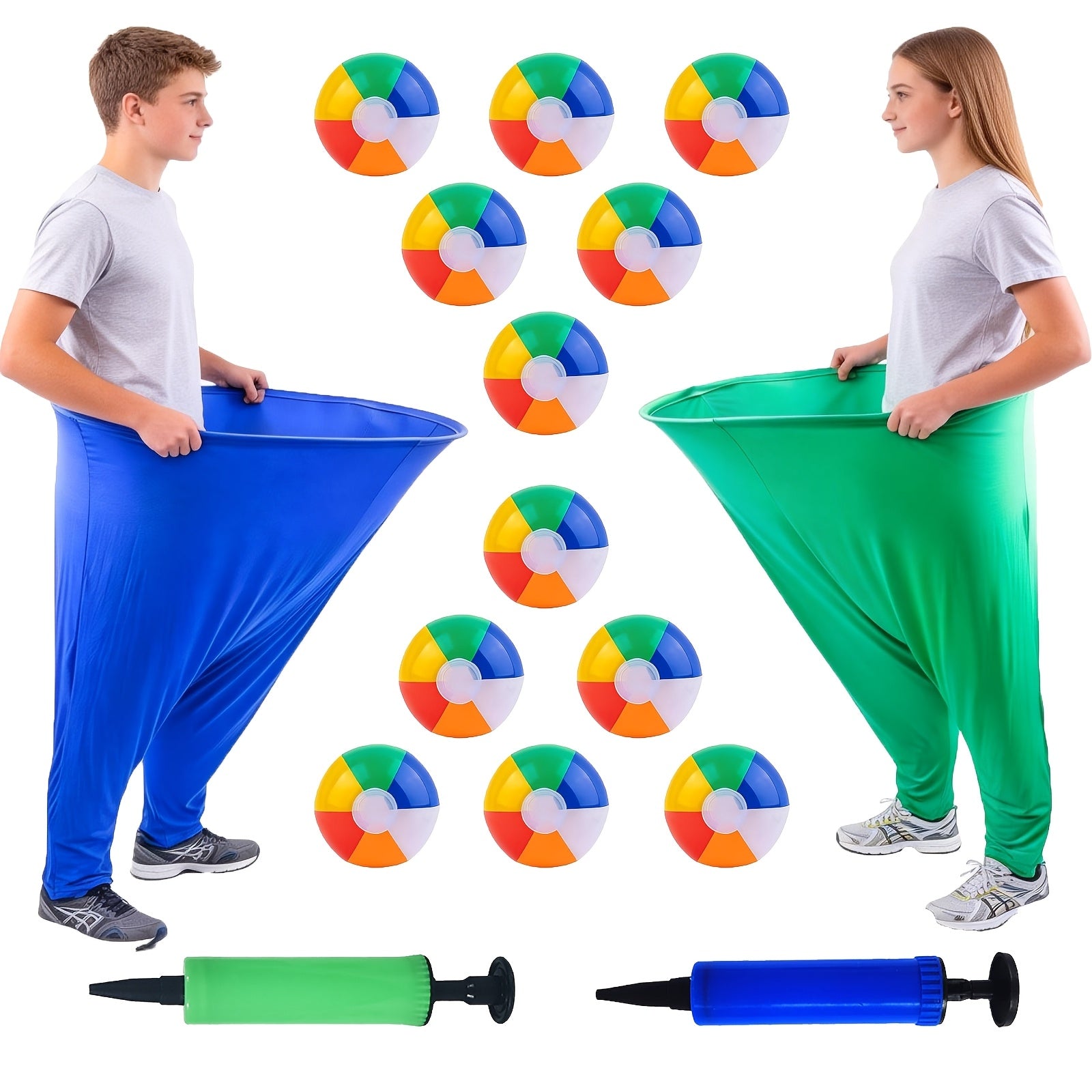 Grandma Pants Game Set 2 Pack ¨C Outdoor Party Ball Pants Game with 12 Elastic Balls & 2 Pumps, Fun Team Building Activity for Adults Kids, Backyard Summer Party Games, Baby Shower, Family Reunion