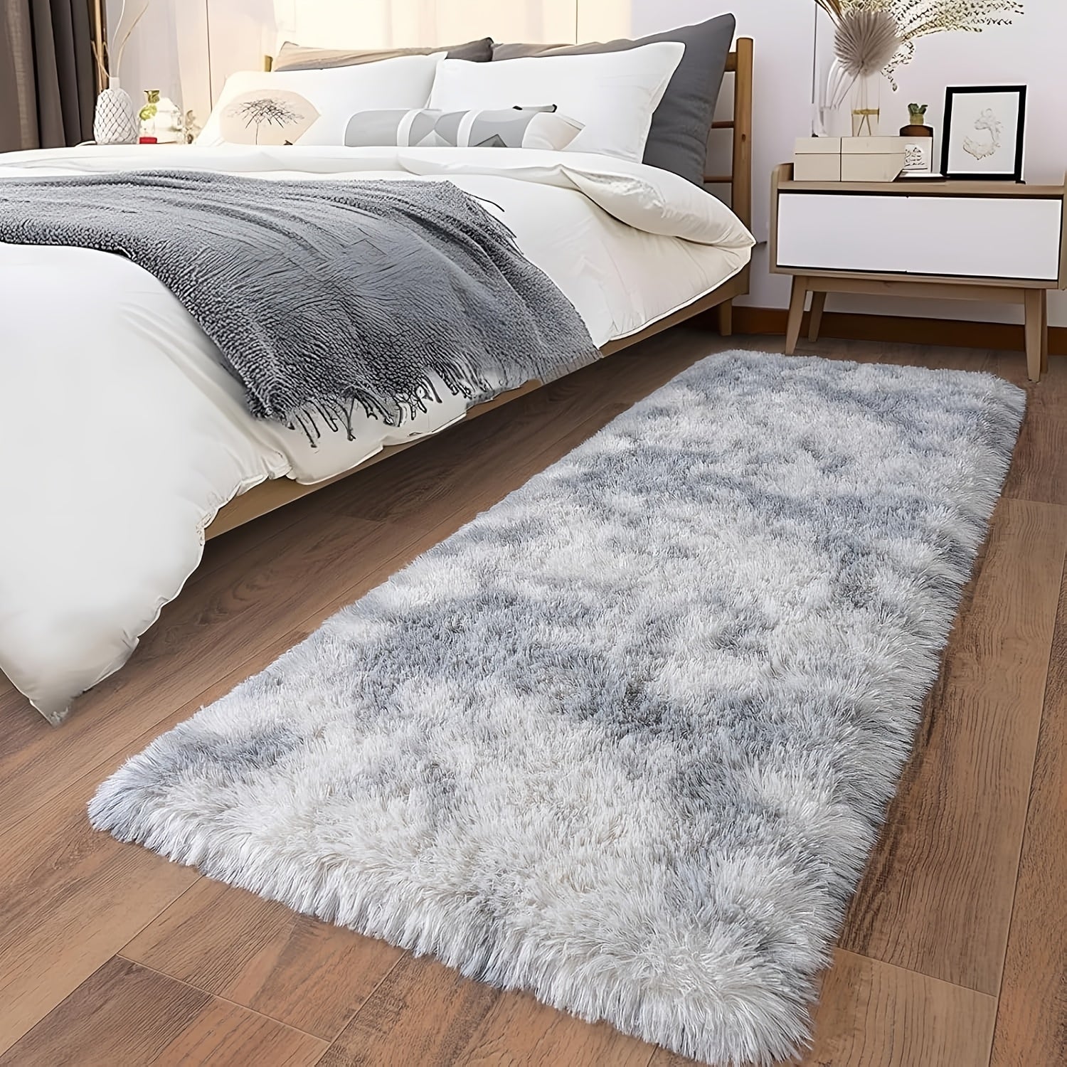 Fluffy Area Rug Tie-Dye Soft Carpet for Living Room Bedroom Office Thickened 1000g/©O Machine-Woven Indoor Mat Multi-Color Multi-Size Dark Gray Light Grey Khaki Pink Black White Purple