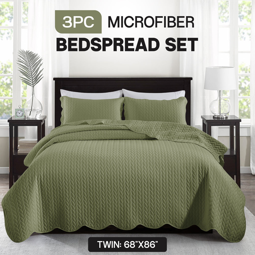 Bedspread Set 3-Piece Microfiber Floral Coverlet with Pillow Shams - Soft Breathable Lightweight All-Season Bed Cover for Queen King Twin California King