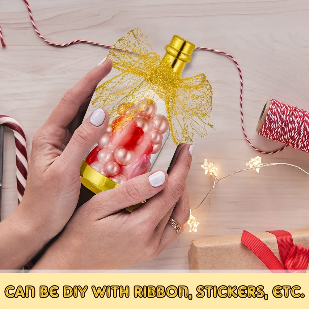 Mini Champagne Bottles Party Favors 36-Piece | DIY Candy Bottles Clear Golden Plastic Containers for Baby Shower Bridal Shower Wedding Birthday Gifts