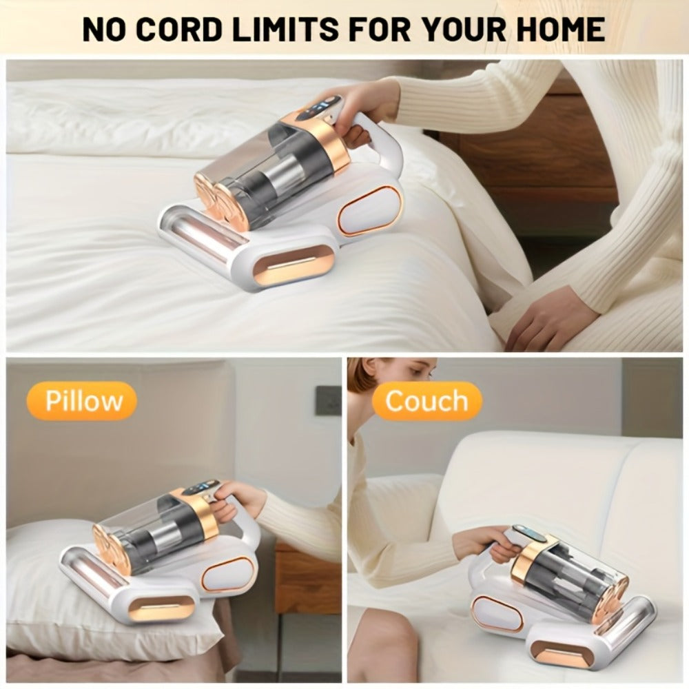 Mattress Vacuum Cleaner Handheld 16kPa Suction with UV Lamp & 80000RPM Soundwave Technology - Portable Dual Cup Bed Vacuum for Dust Mites, Allergens on Mattress, Fabric Sofa & Carpet, Purple & White