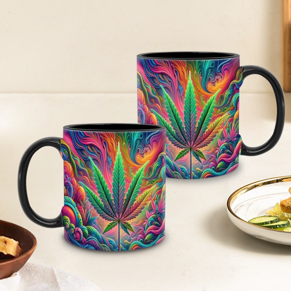 Psychedelic Print Ceramic Mug 11oz ¨C Unique Artistic Coffee Mug for Living Room Office & Cafe | Cool Gift for Friends | Novelty Tea Cup with Bold Colorful Design