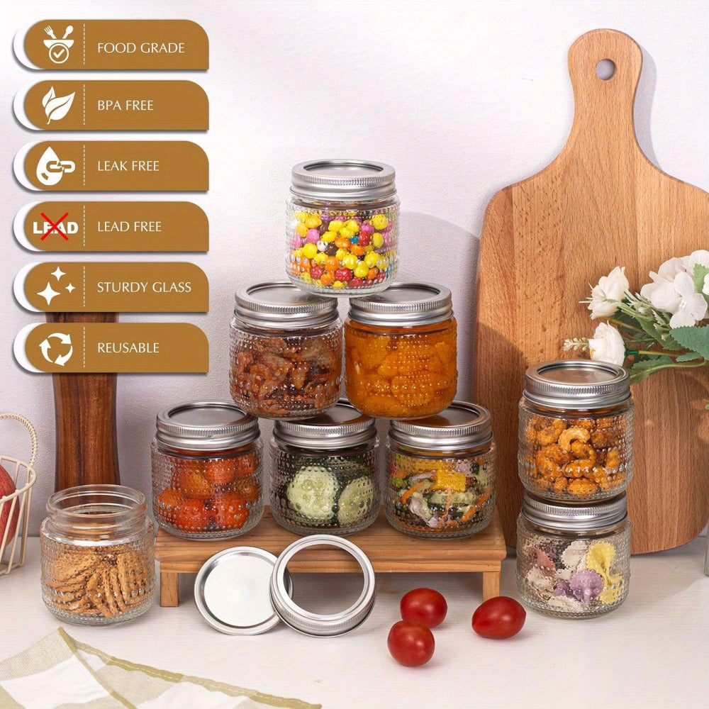 Mason Jars 8oz with Lids 12 Pack ¨C Clear Glass Canning Jars with Silver Metal Lids, BPA-Free Food-Grade, Dishwasher Safe ¨C for Storing, Pickling, Honey, Jam, Candles & DIY Crafts