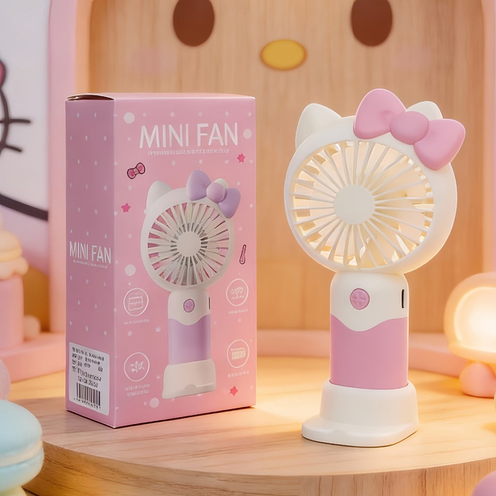 Hello Kitty Mini Fan USB Rechargeable Handheld Portable | Cute Sanrio Detachable Desktop Electric Fan for Girls Kids | 2-in-1 Handheld & Desk Fan for Travel Office School Home | Blue Pink Purple