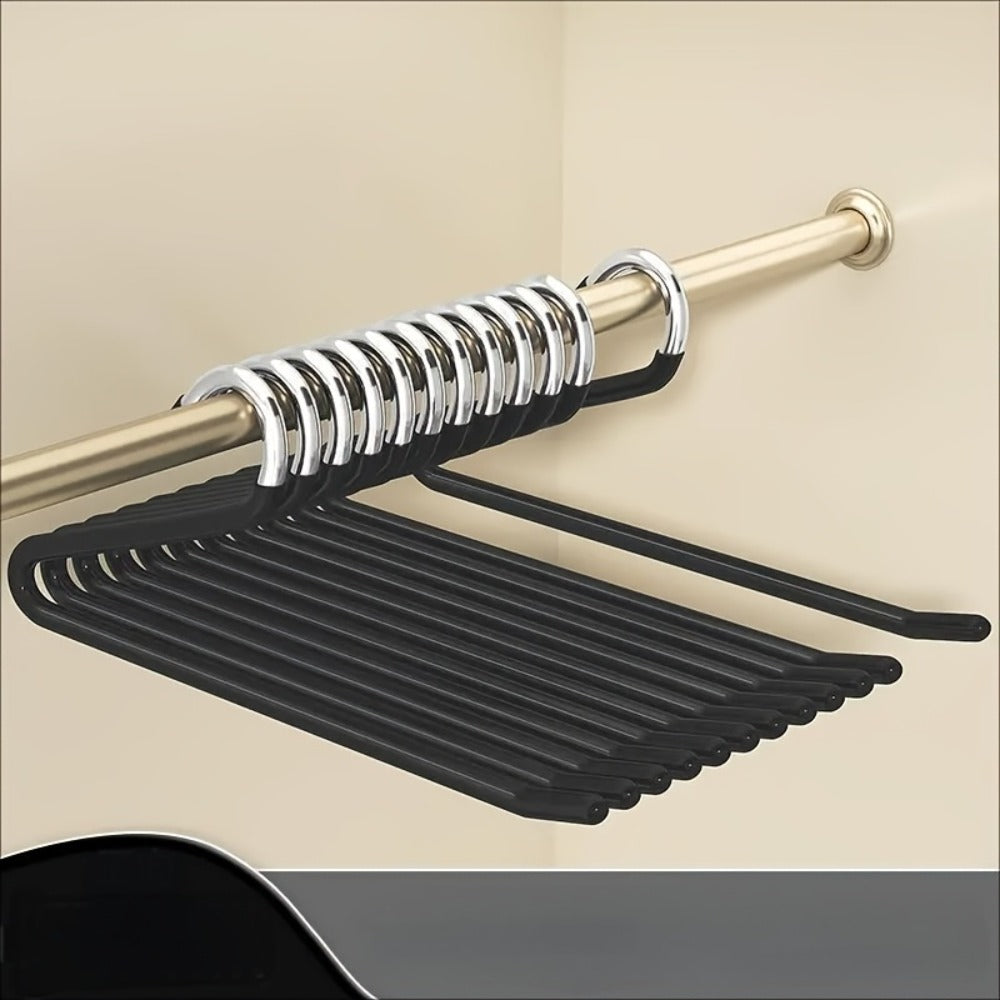 Pants Hangers Metal Open Leg Non-Slip - Heavy Duty Trouser Jeans Hanger for Wardrobe, Space Saving, Black or White, 10/20/30/50pcs