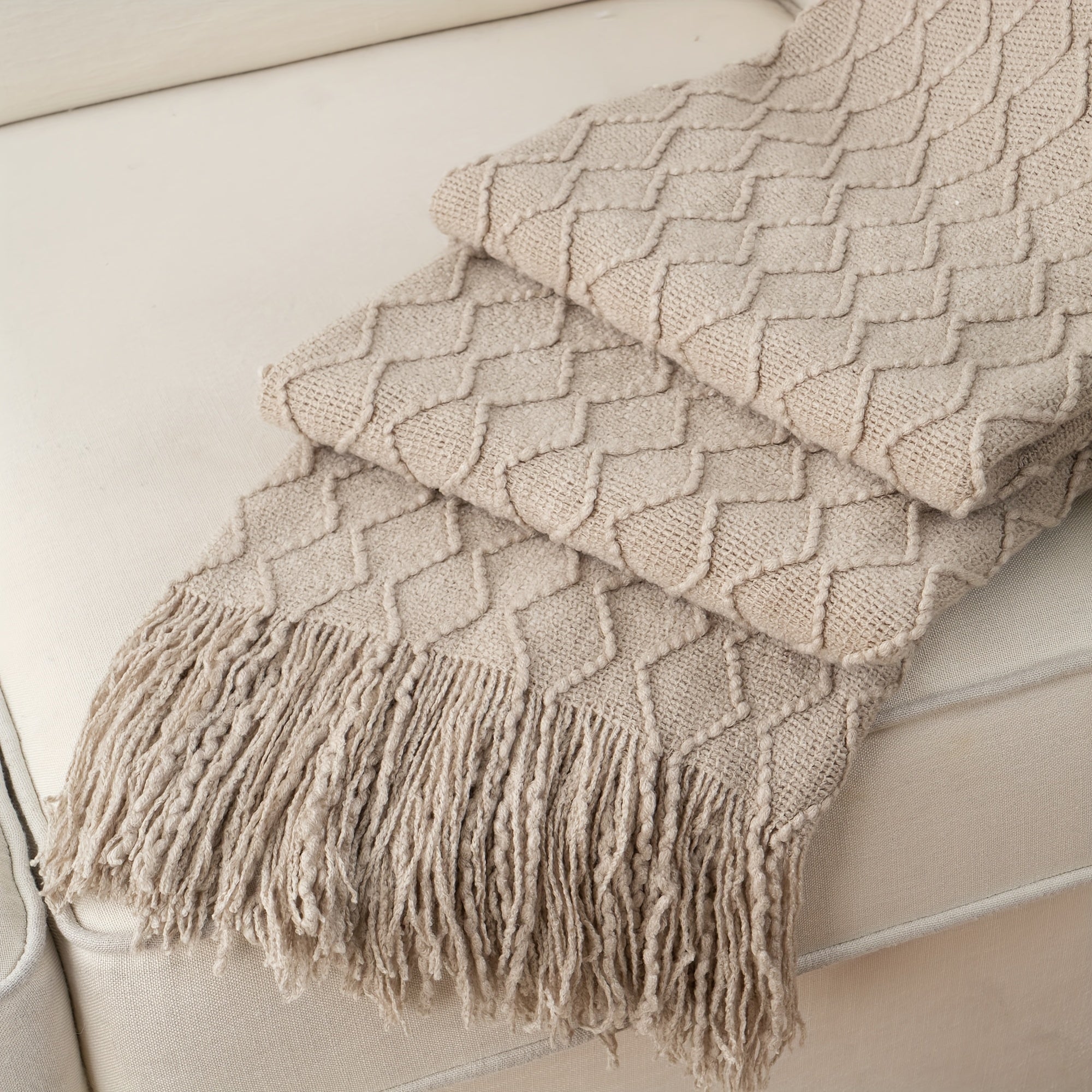 Tassel Throw Blanket ¨C Soft Lightweight Decorative Fringe Throw for Couch, Chair, Bed & Sofa, 50¡±¡Á60¡±, 6 Colors, Boho Home Decor