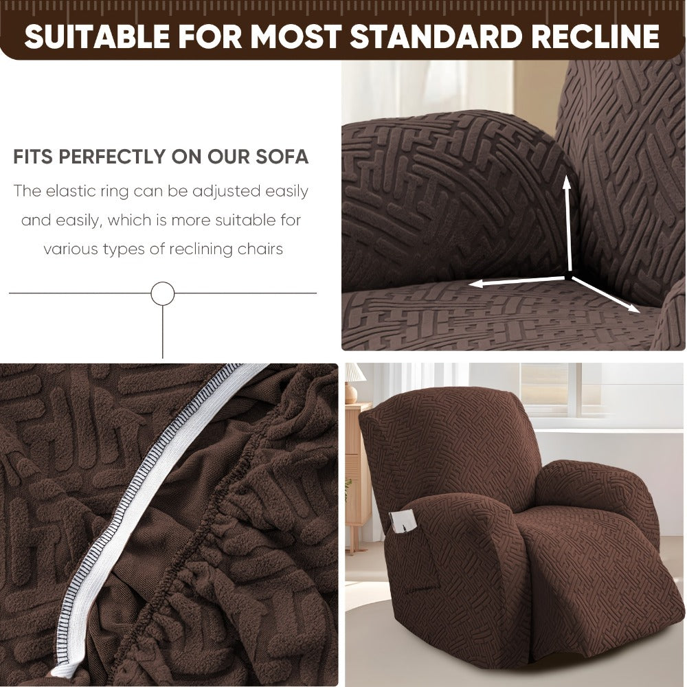 Stretch Recliner Slipcover with Pocket | All-Season 95% Polyester Spandex, All-in-One Recliner Chair Cover, Removable Washable Soft, Living Room Home Decor, 9 Colors