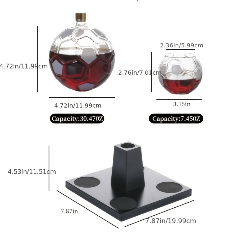 Football Shaped Whiskey Decanter Set with 4 Cups 30oz - Unique Birthday Gift for Men, Dad Gift, Valentine's Day Gift, Home Bar Decor, Christmas Gift