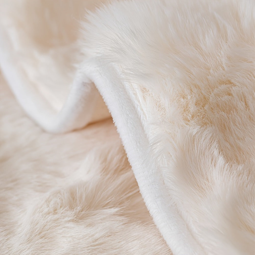 Faux Rabbit Plush Sofa Cover Winter Warm Thickened Anti-Slip Pet Friendly Cushion Protector for Living Room Bedroom Office 1 2 3 4 Seater