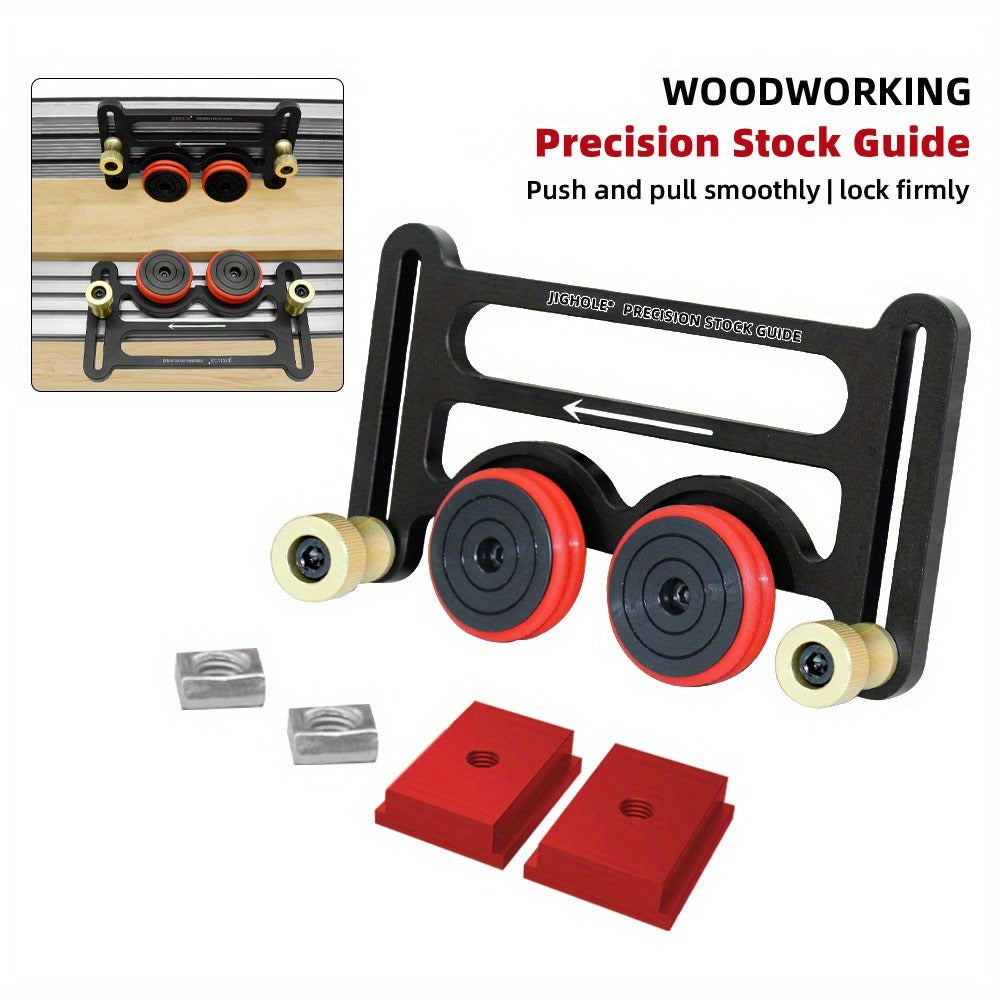 Feather Board Roller Guide for Table Saw ¨C Aluminum Alloy One-Way Safety Stock Feeder with T-Track Mount, Anti-Kickback Woodworking Press Guide Tool