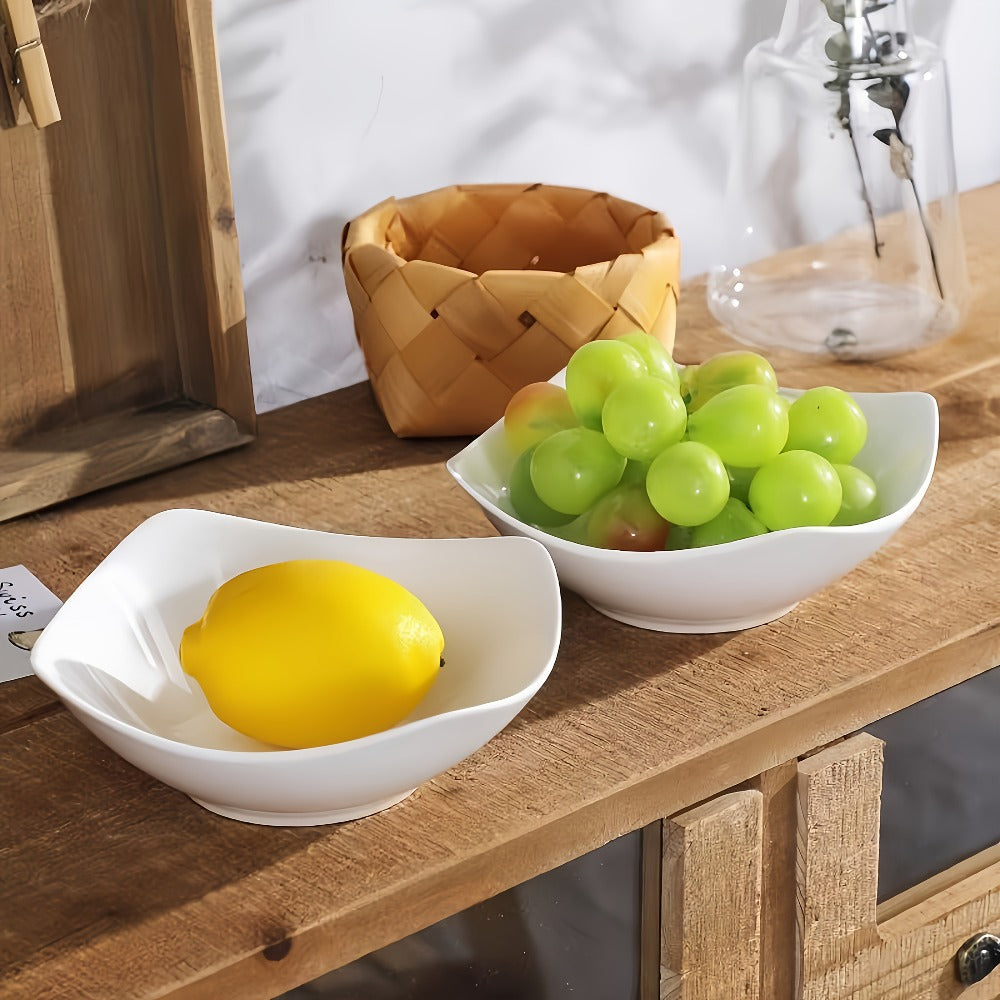 Salad Bowl and Plate Set 4/8/16 Piece ¨C Reusable White PP Plastic Microwave Safe Stackable Lightweight Tableware for Picnic Outdoor Party Wedding Hotel Camping Dessert Cold Dish Serving