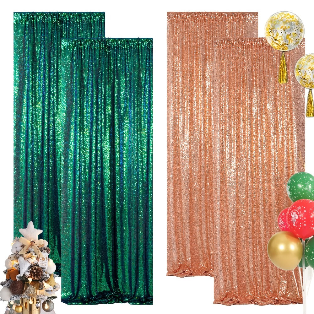 Sequin Backdrop Curtain for Party Wedding - 4x8ft Shimmering Glitter Curtain for Birthday Photo Booth Stage Decoration, Easy Hang, Multi-Color