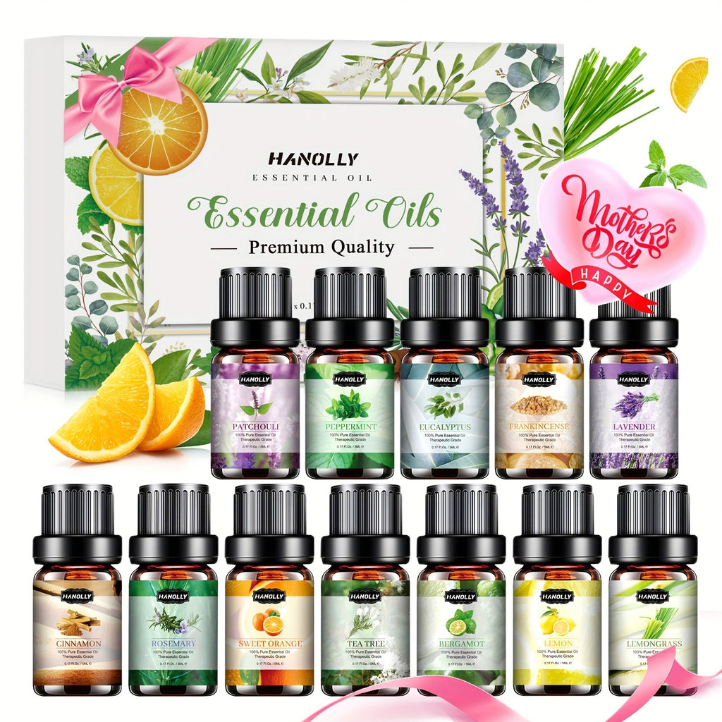 Essential Oils Set 12 26 32 48 Pcs Aromatherapy Gift Kit Lavender Eucalyptus Tea Tree Peppermint for Diffuser Humidifier Candle Soap Making Birthday Holiday Gift