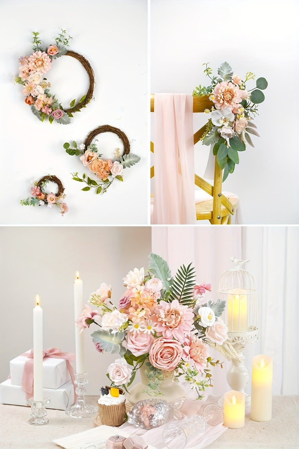 Artificial Roses Box Set for Wedding Bouquet, DIY Centerpiece & Home Decoration ¨C Pink Valentine's Day Spring Flowers