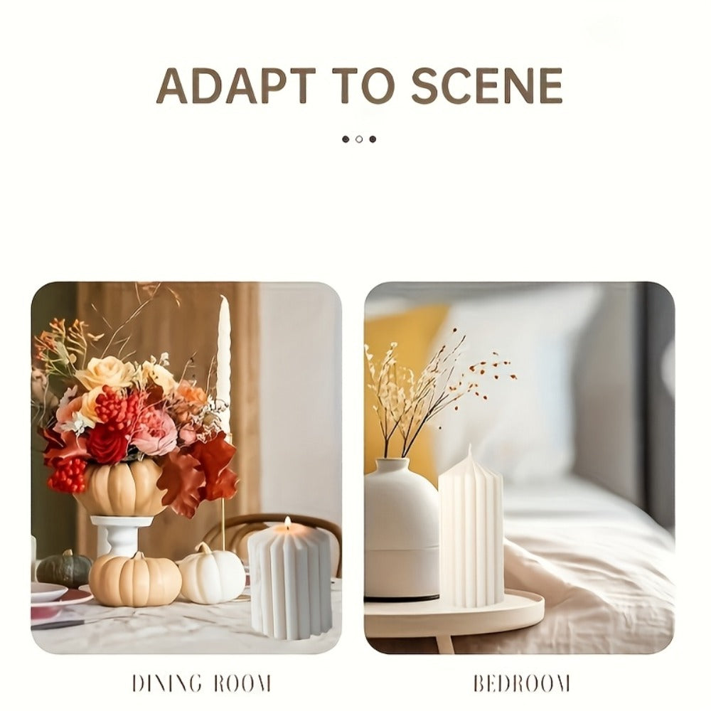 Ribbed Soy Wax Pillar Candles 2-Pack White - 20 Hour Burn Cylindrical Candles for Home Decor, Wedding, Christmas, Valentine's Day & Birthday