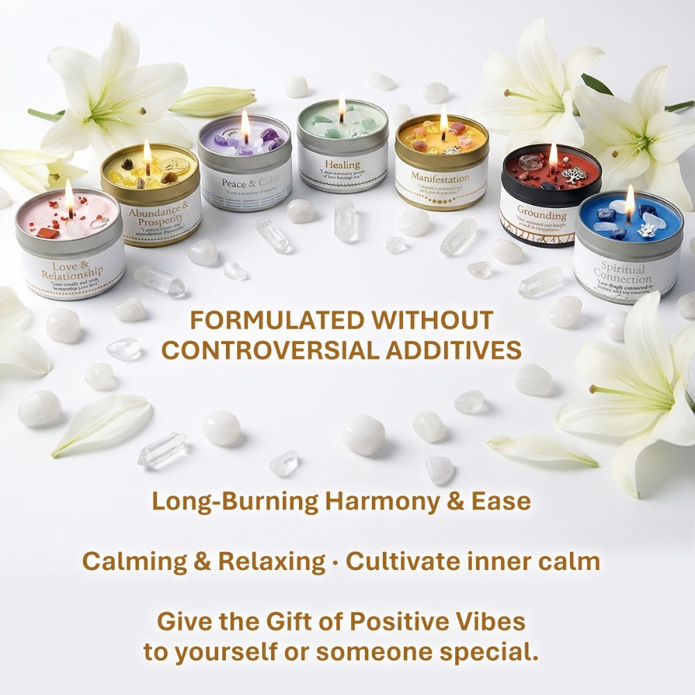 Manifestation Candles Scented Soy Wax with Golden Crystal ¨C Law of Attraction Abundance Candle for Meditation, Yoga & Focus | Spiritual Gift for Women with Guidance Card | Christmas, Birthday, New Year